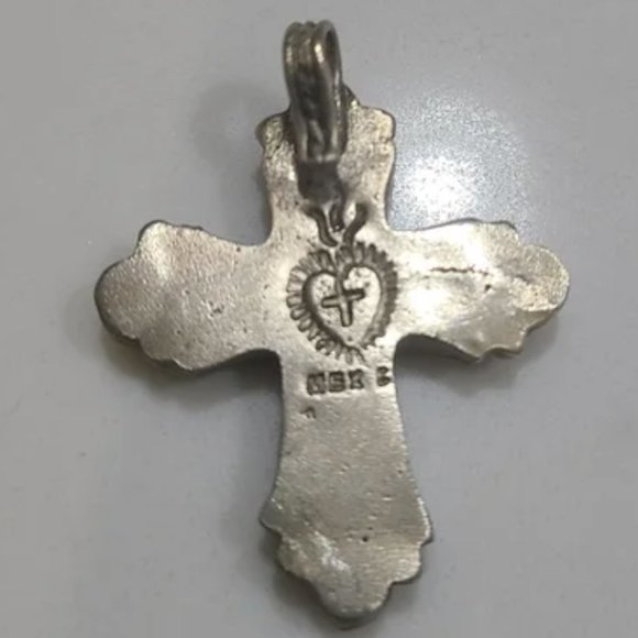 Virgin Saints & Angels Maria Cross Sterling Silver Medallion Pendant - Picture 5 of 8